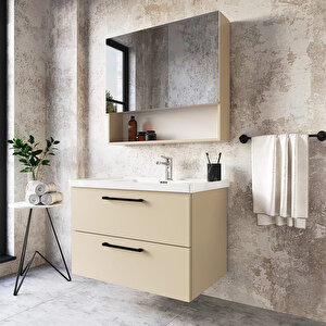 Home Batum 65 Cm Mdf Banyo Dolabı Seti Bej