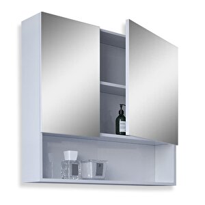 Batum 65 Cm Mdf Banyo Üst Aynalı Dolap Beyaz