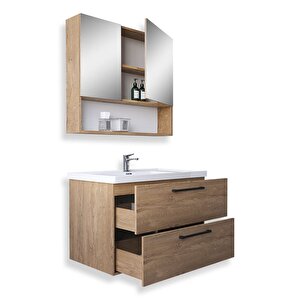 Batum 65 Cm Mdf Banyo Dolabı Seti Kafkas Meşe