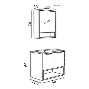 Teta Home Suva 65 Cm Mdf Banyo Dolabı Seti