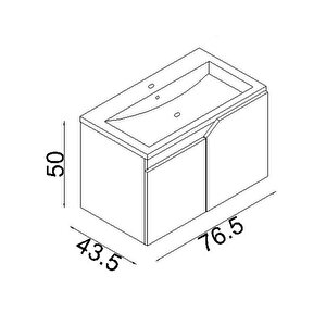 Teta Home Napoli 80 Cm Mdf Banyo Lavabolu Alt Dolap