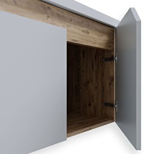 Napoli 65 Cm Mdf Banyo Dolabı Seti + Boy Dolabı Beyaz - Meşe