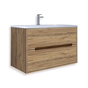 Madrid 80 Cm Mdf Banyo Lavabolu Alt Dolap Kafkas Meşe - Sis Gri