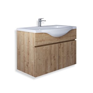Kahire 65 Cm Mdf Banyo Lavabolu Alt Dolap Safir Meşe