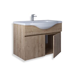 Kahire 65 Cm Mdf Banyo Lavabolu Alt Dolap Safir Meşe