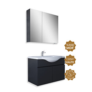 Kahire 65cm Antrasit  Mdf Banyo Dolabı Seti Antrasit