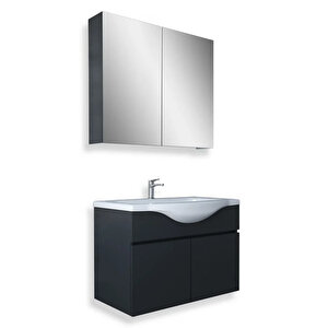 Kahire 65cm Antrasit  Mdf Banyo Dolabı Seti Antrasit