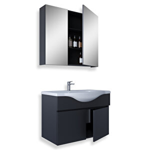 Kahire 65cm Antrasit  Mdf Banyo Dolabı Seti Antrasit
