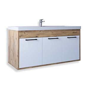 Lizbon 100 Cm Mdf Banyo Lavabolu Alt Dolap Beyaz - Meşe