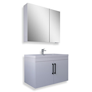 Yalova 80 Cm Mdf Banyo Dolabı Seti Beyaz