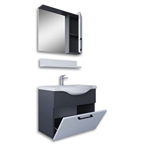 Eko 65 Cm Mdf Banyo Dolabı Seti Antrasit Beyaz