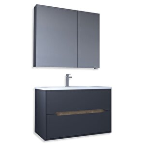 Madrid 65 Cm Mdf Banyo Dolabı Seti Antrasit Atlantik Çam