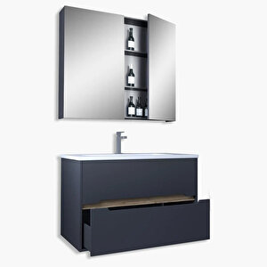 Madrid 65 Cm Mdf Banyo Dolabı Seti Antrasit Atlantik Çam