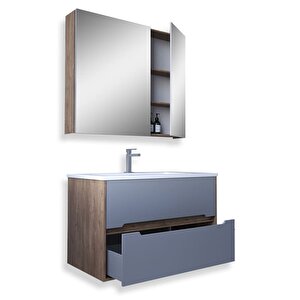 Home Madrid 65 Cm Mdf Banyo Dolabı Seti Kafkas Meşe - Sis Gri