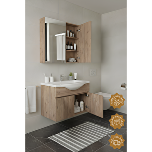 Kahire 80 Cm Mdf Banyo Dolabı Seti Atlantik Çam