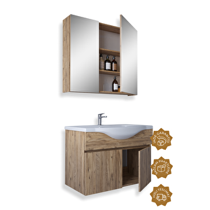 Kahire 80 Cm Mdf Banyo Dolabı Seti Atlantik Çam