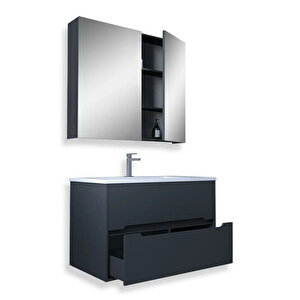 Madrid 65 Cm Mdf Banyo Dolabı Seti Antrasit
