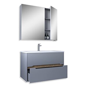 Madrid 65 Cm Mdf Banyo Dolabı Seti Sis Gri - Atlantik Çam