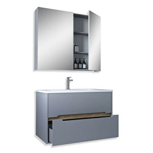 Madrid 65 Cm Mdf Banyo Dolabı Seti Sis Gri - Atlantik Çam