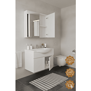 Kahire 80 Cm Mdf Banyo Dolabı Seti Beyaz