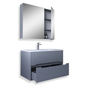 Madrid 65 Cm Mdf Banyo Dolabı Seti Sis Gri