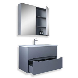 Madrid 65 Cm Mdf Banyo Dolabı Seti Sis Gri