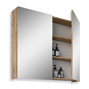 Yalova 65 Cm Mdf Banyo Aynalı Üst Dolap Atlantik Çam