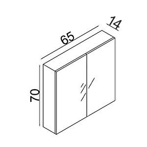 Yalova 65 Cm Mdf Banyo Aynalı Üst Dolap Beyaz