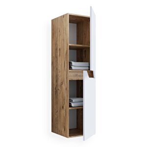 Napoli Mdf Banyo Boy Dolabı Beyaz - Meşe