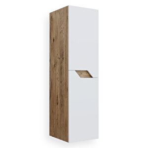 Napoli Mdf Banyo Boy Dolabı Beyaz - Meşe