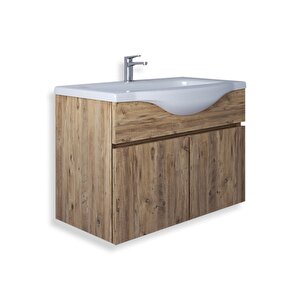 Kahire 80 Cm Mdf Banyo Lavabolu Alt Dolap Atlantik Çam
