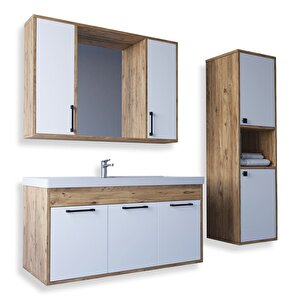 Teta Home Lizbon 100 Cm Mdf Banyo Dolabı Seti Ve Boy Dolabı