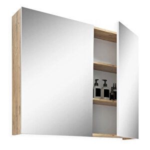 Tokyo 65cm Mdf Banyo Üst Aynalı Dolap Beyaz - Meşe