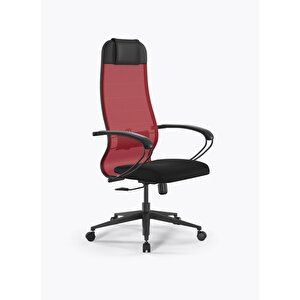 Sit 10 B1-111k Fileli Ofis Sandalyesi - Yönetici Koltuğu Kırmızı Siyah