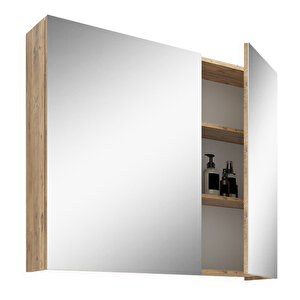 Yalova 80 Cm Mdf Banyo Aynalı Üst Dolap Atlantik Çam