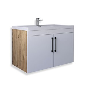 Yalova 65 Cm Mdf Banyo Lavabolu Alt Dolap Beyaz - Meşe