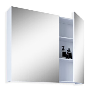 Yalova 80 Cm Mdf Banyo Aynalı Üst Dolap Beyaz