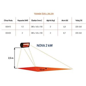 Nova Gsn20 2000 W Infrared Elektrikli Isıtıcı
