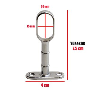 Askı Flanşı Açık Ağız Oval Dolap Elbise Askı Aparatı Boru Tutucu (2 Adet)