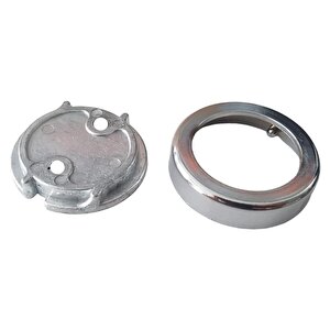 Askı Flanşı Metal Kapaklı Flanş Yuvarlak Dolap Elbise Askı Aparatı Krom (2 Adet)