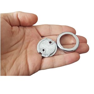 Askı Flanşı Metal Kapaklı Flanş Yuvarlak Dolap Elbise Askı Aparatı Krom (2 Adet)