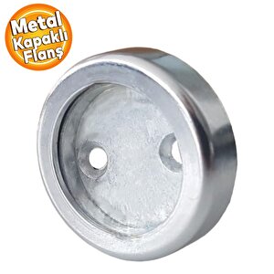 Askı Flanşı Metal Kapaklı Flanş Yuvarlak Dolap Elbise Askı Aparatı Krom (2 Adet)