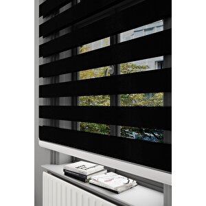 Gi̇vayo Stor Parlak Si̇yah Bambu Zebra Stor Perde 190 X 260 190x260 cm