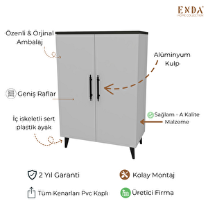 3 Raflı 2 Kapaklı Çok Amaçlı Dolap Çok Amaçlı Mutfak Dolabı Banyo Dolabı Koyu Gri & Beyaz Antrasit Beyaz