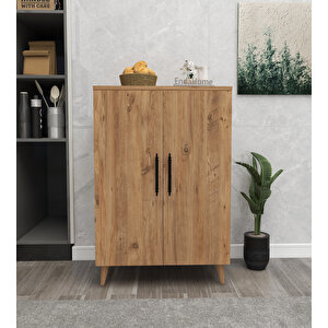 Enda Home 3 Raflı 2 Kapaklı Çok Amaçlı Dolap Çok Amaçlı Mutfak Dolabı Banyo Dolabı Çam