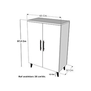 Enda Home 3 Raflı 2 Kapaklı Çok Amaçlı Dolap Çok Amaçlı Mutfak Dolabı Banyo Dolabı Çam