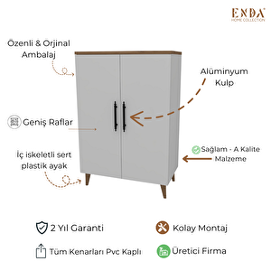3 Raflı 2 Kapaklı Çok Amaçlı Dolap Çok Amaçlı Mutfak Dolabı Banyo Dolabı Çam & Beyaz Çam Beyaz