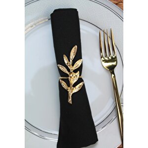 6 Adet Gold Zeytin Dalı Modern Metal Peçete Halkası