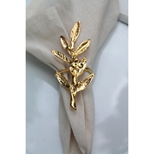 6 Adet Gold Zeytin Dalı Modern Metal Peçete Halkası