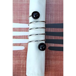 6 Adet Black Silver Steel Peçete Yüzüğü